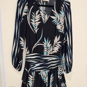 Ramy Brook Black and Blue Patterned Dress